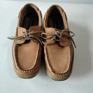 Lanesboro Mens Leather Boat Shoes Tan Light Brown 10.5 Preppy Comfort Travel